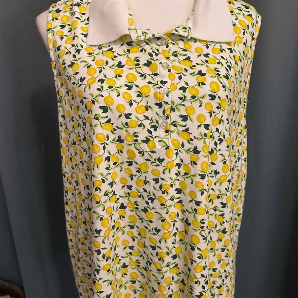 Lands' End Women's 3XL Sleeveless Lemon Print Polo Dress Casual Summer